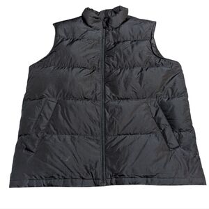 Lands’ End Down Puffer Vest Black Insulated Classic XL T Snap Up Outdoor